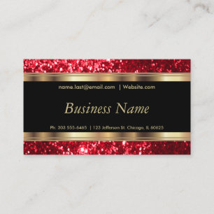 Red Glitter and Elegant Gold Business Card