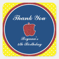 Red Glitter Apple Princess Party Favour Stickers