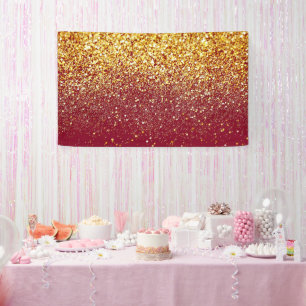 Red Glitter Backdrop Birthday Backdrop Gold Spots  Banner