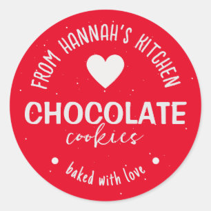 Red Glitter Background Baked With Love Classic Round Sticker