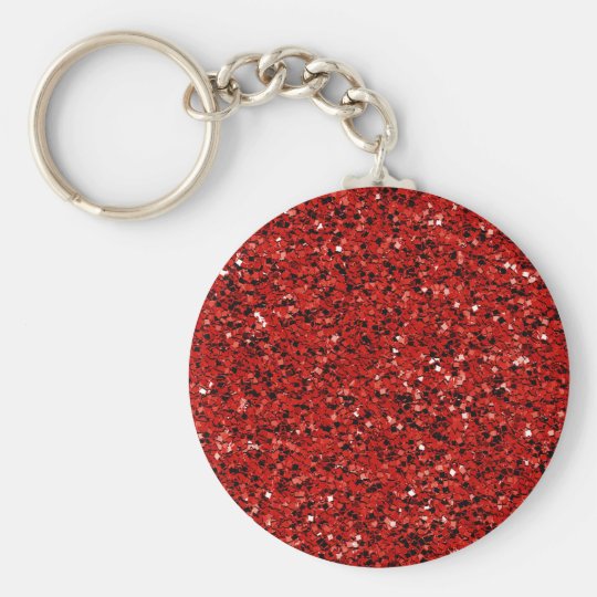 Red Glitter Basic Round Button Key Ring