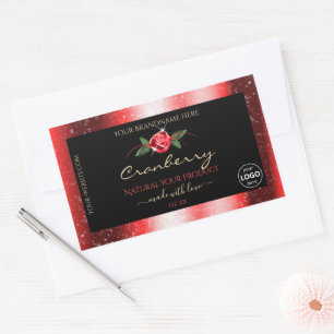 Red Glitter Black Product Labels Red Rose Add Logo