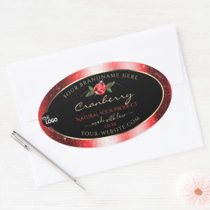 Red Glitter Black Product Labels Red Rose Add Logo