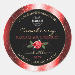 Red Glitter Black Product Labels Red Rose Add Logo