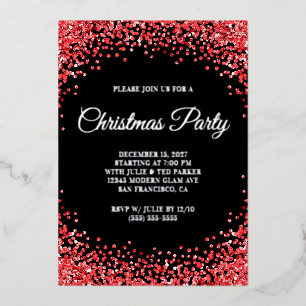 Red Glitter Border Black Christmas Party