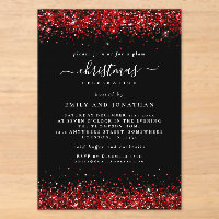 Red Glitter Border Christmas Black Acrylic