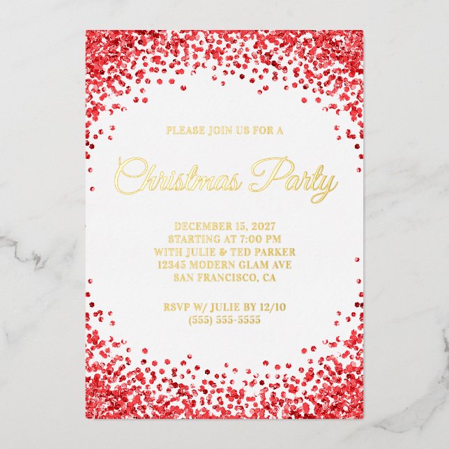 Red Glitter Border White Christmas Party (Front)