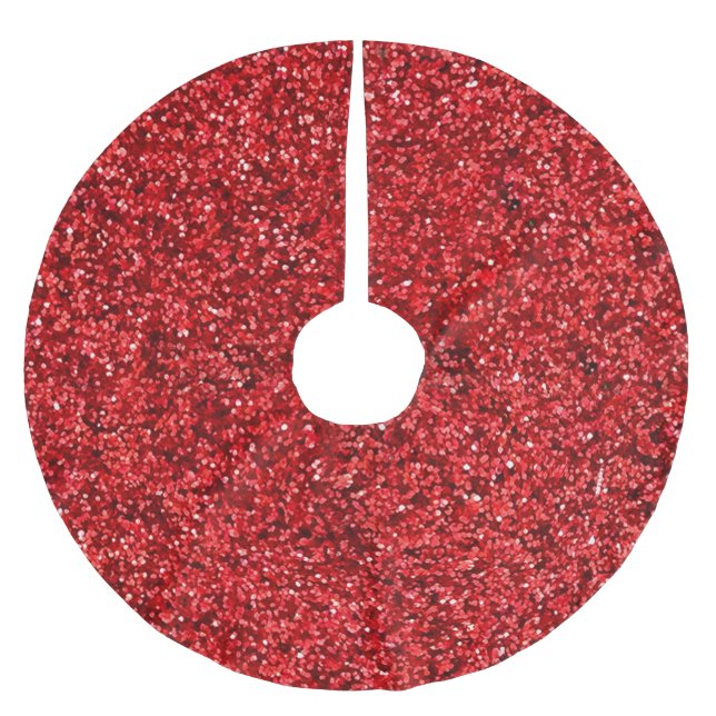 Red Glitter Brushed Polyester Tree Skirt (Front)