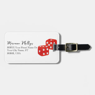 Red Glitter Casino Dice Luggage Tag
