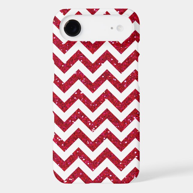 Red Glitter Chevron Pattern Case-Mate iPhone Case (Back)