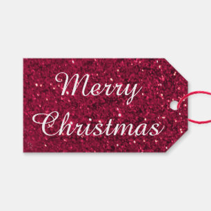 Red Glitter Christmas Gift Tags