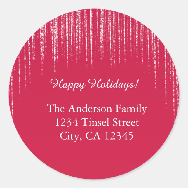 Red & Glitter Christmas Holiday Address Labels (Front)