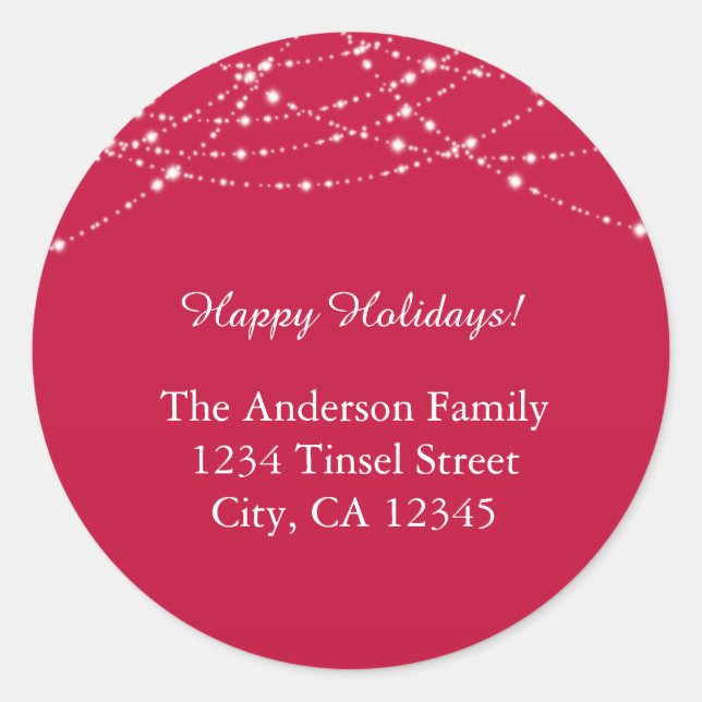 Red & Glitter Christmas Holiday Address Labels (Front)