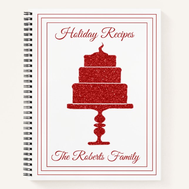 Red Glitter Christmas Recipe Organiser Notebook (Front)