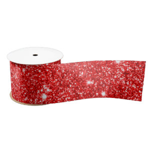 Red Glitter Christmas Satin Ribbon