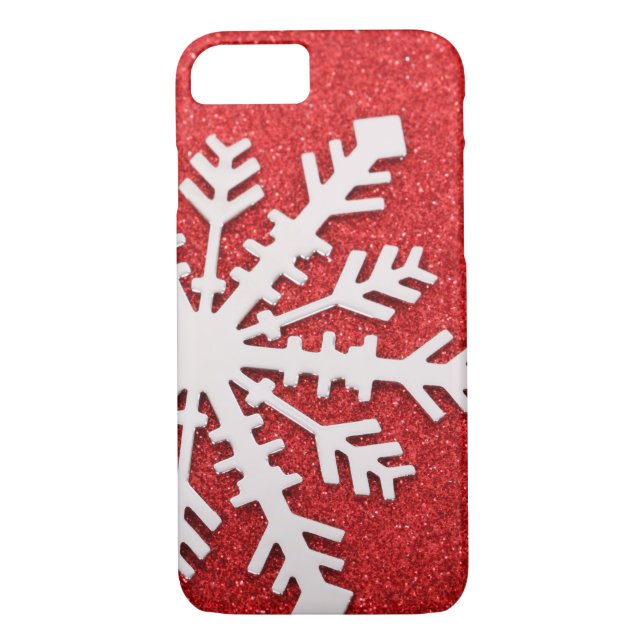 Red Glitter Christmas Sparkles Snowflake Case-Mate iPhone Case (Back)