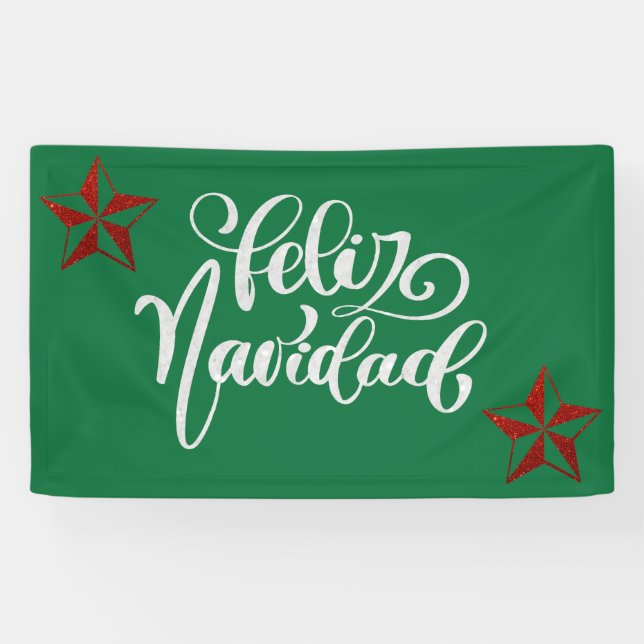 Red Glitter Christmas Star Banner (Horizontal)