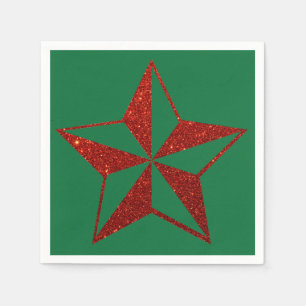 Red Glitter Christmas Star Napkins