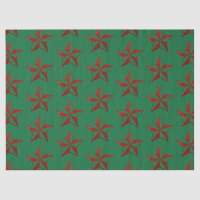 Red Glitter Christmas Star Tissue Paper (Front)