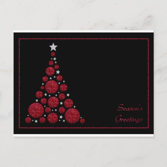 Red Glitter Christmas Tree-Season's Greetings Card (Front)