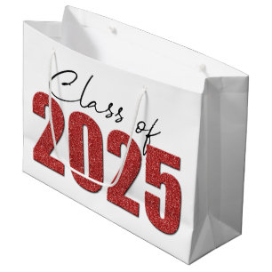 Red Glitter Class of 2025 Large Gift Bag