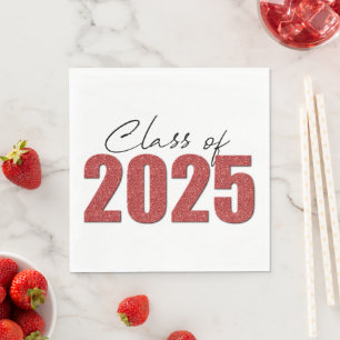 Red Glitter Class of 2025 Napkin