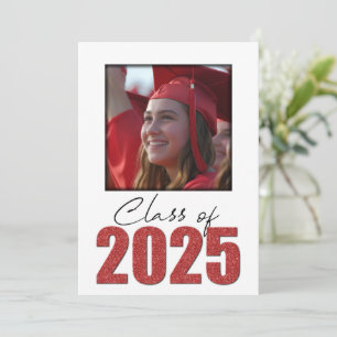 Red Glitter Class of 2025 Photo Open House Invitation