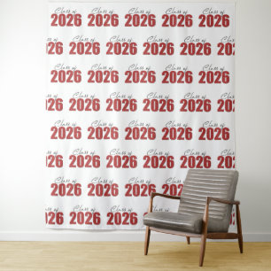 Red Glitter Class of 2026 Photo Backdrop Tapestry