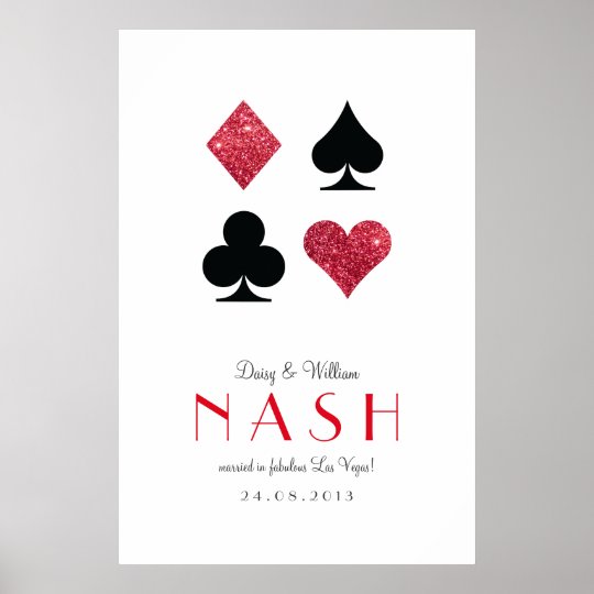Red Glitter Destiny Las Vegas Wedding Anniversary Poster
