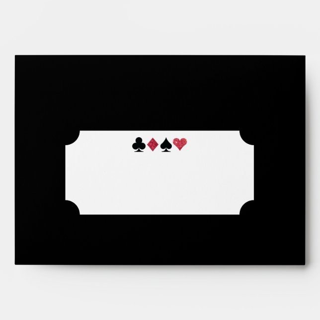 Red Glitter Destiny Vegas Wedding Black Envelope (Front)