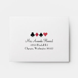 Red Glitter Destiny Vegas Wedding Reply Envelope