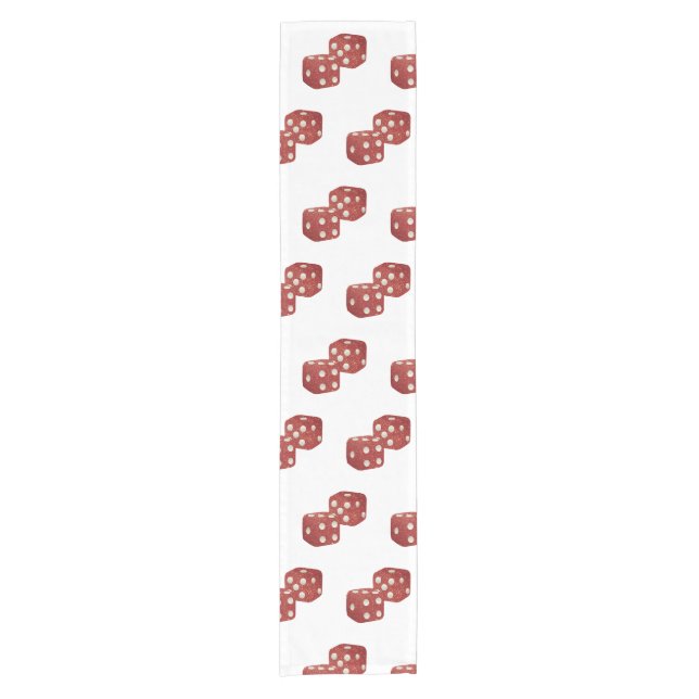 Red Glitter Dice Casino Theme Short Table Runner (Front)