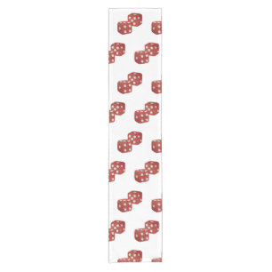 Red Glitter Dice Casino Theme Short Table Runner