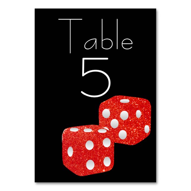 Red Glitter Dice on Black Table Number (Front)