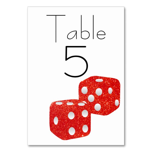 Red Glitter Dice Table Number (Front)