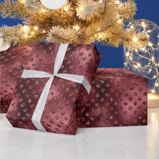 Red Glitter Dots Wrapping Paper (Holidays)