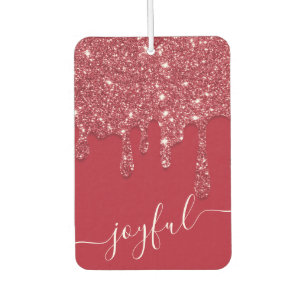 Red Glitter Drip Custom Text or Name Car Air Freshener