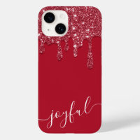 Red Glitter Drip Custom Text or Name 