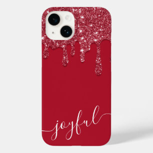 Red Glitter Drip Custom Text or Name  Case-Mate iPhone 14 Case