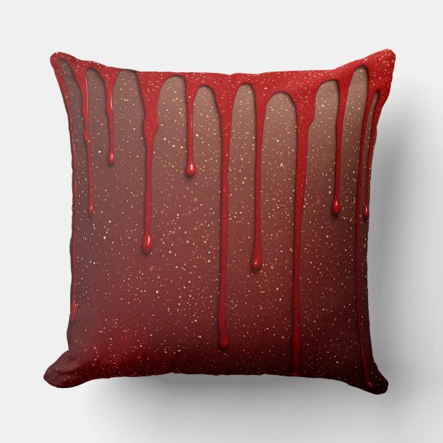 Red Glitter Dripping Cushion (Front)