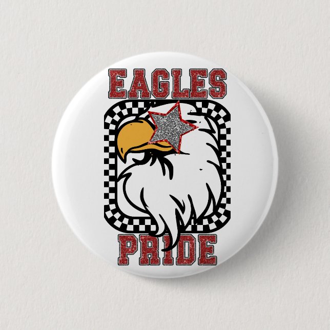 Red Glitter Eagles  Pride Game day Fan Gear 6 Cm Round Badge (Front)