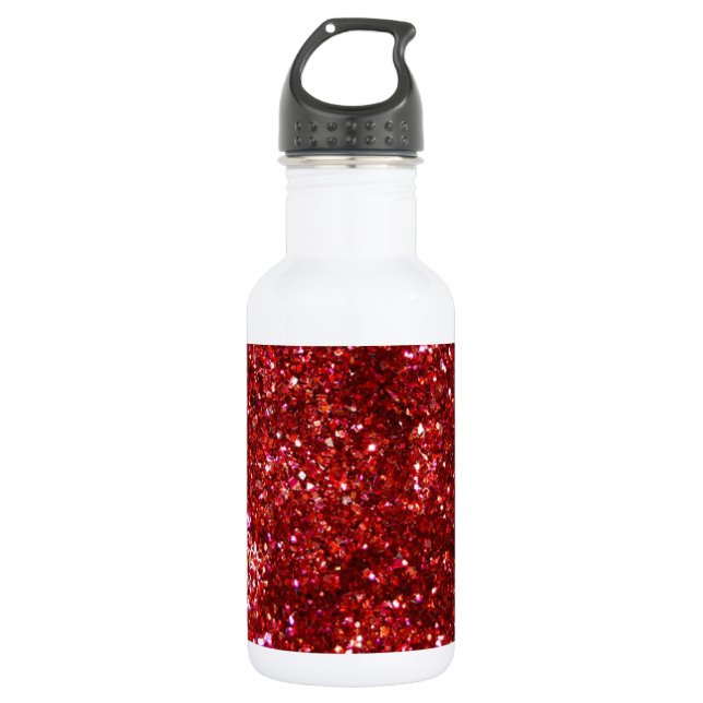 Red Glitter Effect 532 Ml Water Bottle (Front)