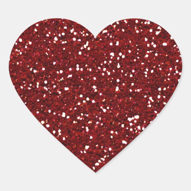 Red Glitter (Faux) Heart Sticker (Front)