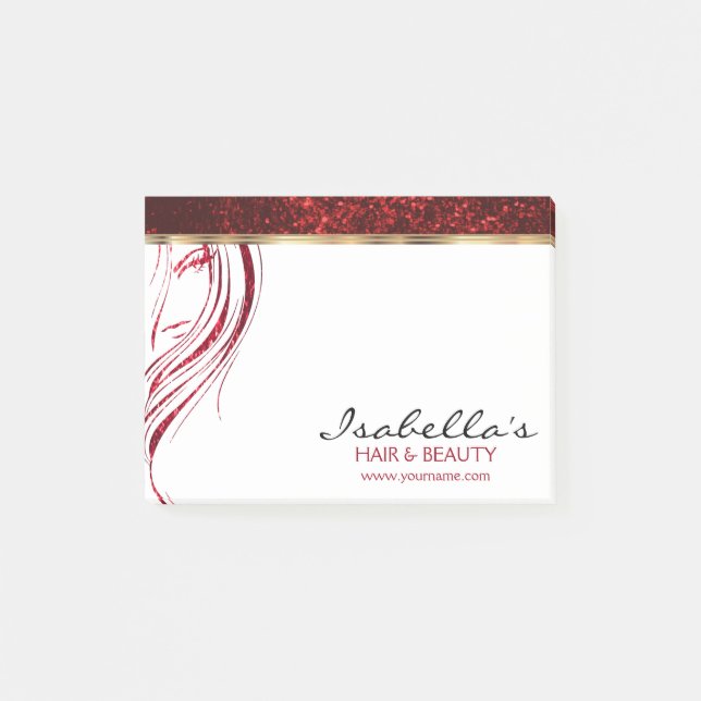 Red Glitter - Girl Beauty Salon Post-it Notes (Front)