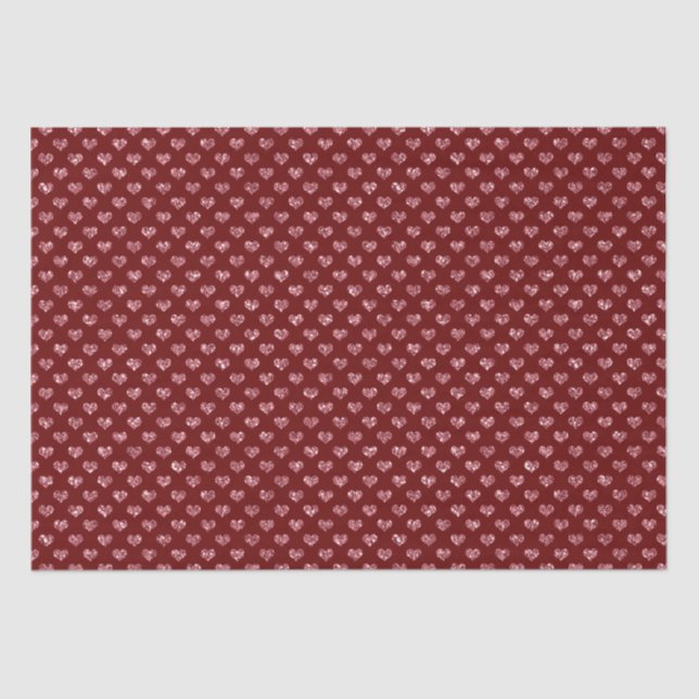 Red Glitter Glam Hearts Tissue Paper (Front)