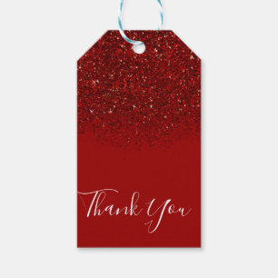 Red Glitter Glam Sparkle Elegant Chic Party Favour Gift Tags