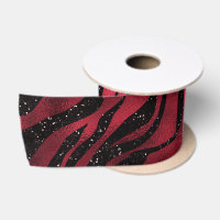 Red Glitter Glam Zebra Stripes Pattern