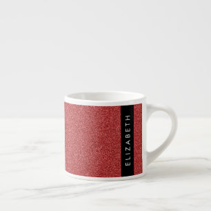 Red Glitter, Glitter Background, Your Name Espresso Cup