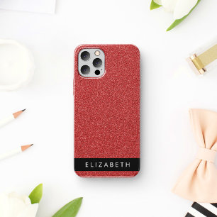 Red Glitter, Glitter Background, Your Name iPhone 16 Case