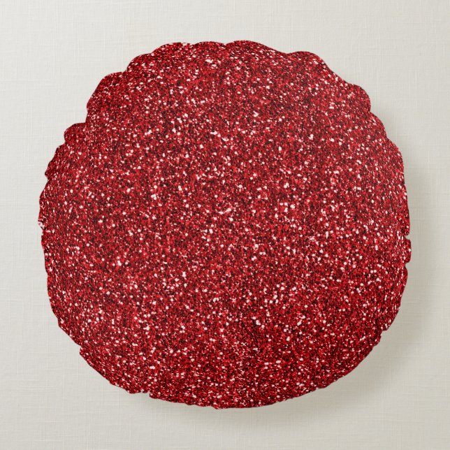 Red Glitter Glitz    Round Cushion (Front)